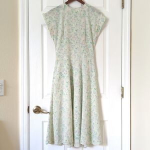Dennis Goldsmith 80's Vintage 100% Silk Floral Sleeveless A-Line Midi Dress 4